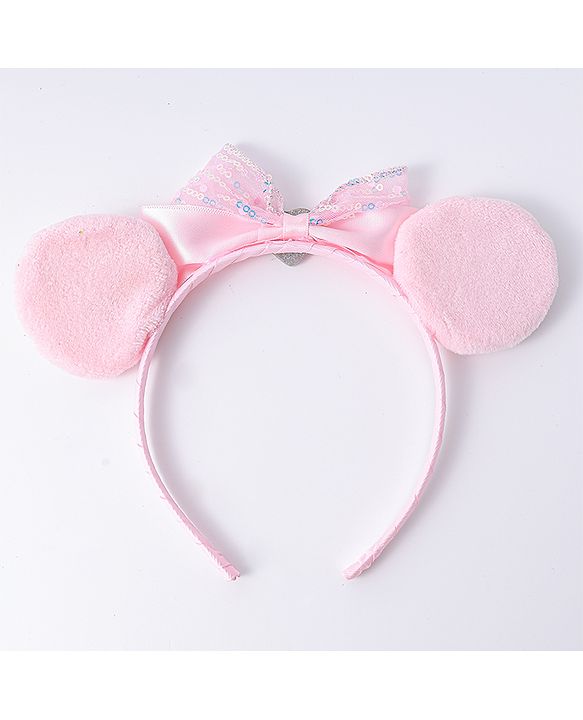 Babyhug Disney Hairband with Bow Applique & Sequin Detailing - Light Blue