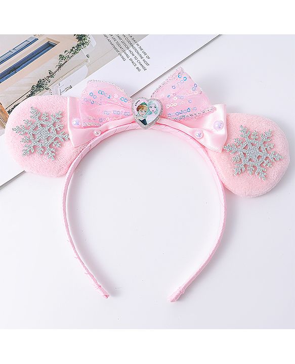 Babyhug Disney Hairband with Bow Applique & Sequin Detailing - Light Blue