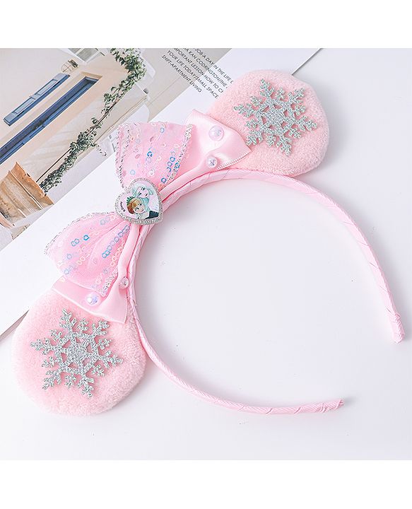 Babyhug Disney Hairband with Bow Applique & Sequin Detailing - Light Blue
