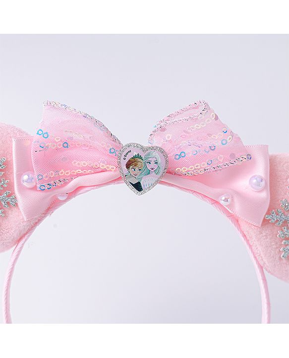 Babyhug Disney Hairband with Bow Applique & Sequin Detailing - Light Blue