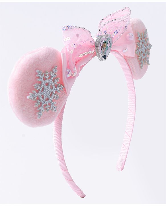 Babyhug Disney Hairband with Bow Applique & Sequin Detailing - Light Blue