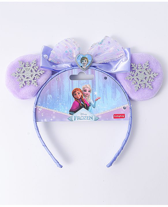 Babyhug Disney Hairband with Bow Applique & Sequin Detailing - Light Blue