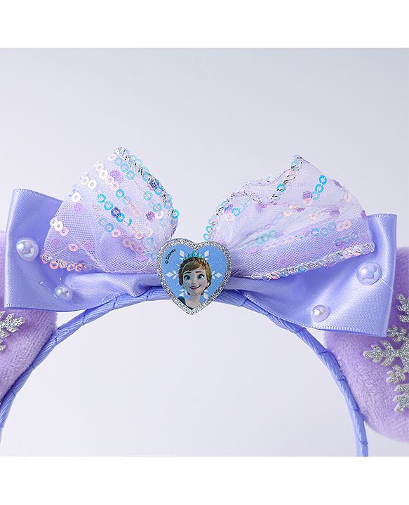 Babyhug Disney Hairband with Bow Applique & Sequin Detailing - Light Blue