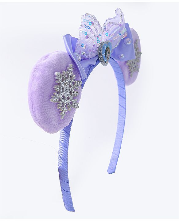 Babyhug Disney Hairband with Bow Applique & Sequin Detailing - Light Blue
