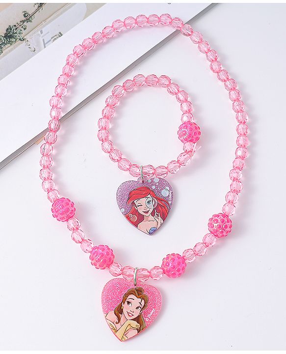 Babyhug Disney Jewellery Set with Disney Princess Pendant Free Size - Pink