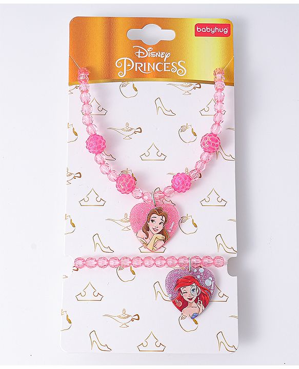 Babyhug Disney Jewellery Set with Disney Princess Pendant Free Size - Pink