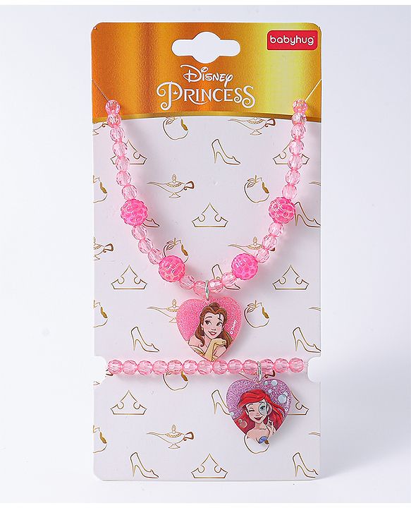 Babyhug Disney Jewellery Set with Disney Princess Pendant Free Size - Pink