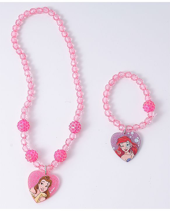 Babyhug Disney Jewellery Set with Disney Princess Pendant Free Size - Pink