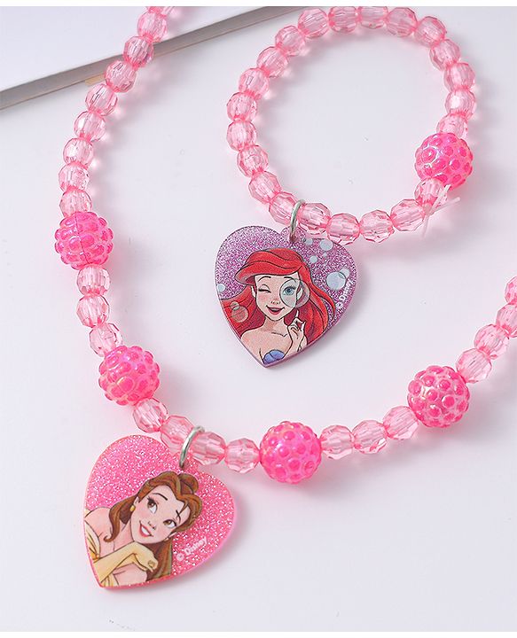 Babyhug Disney Jewellery Set with Disney Princess Pendant Free Size - Pink