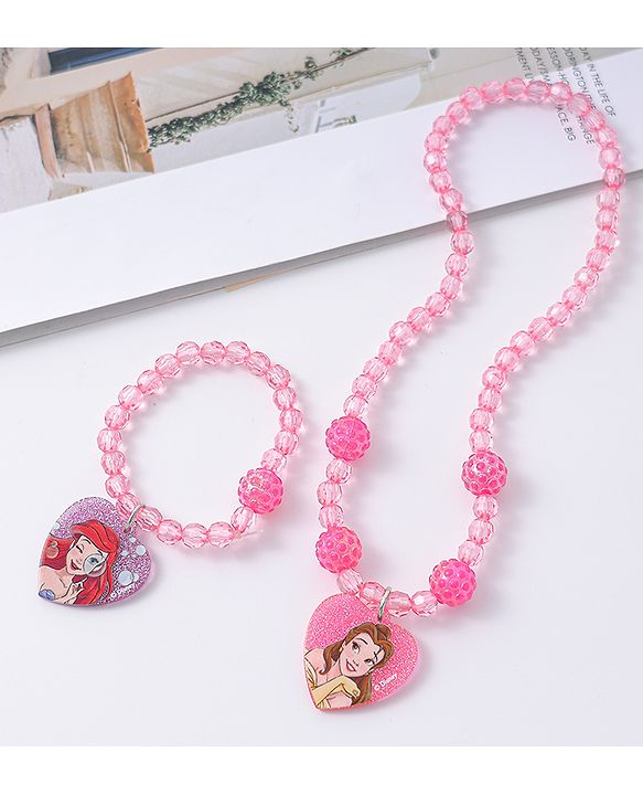 Babyhug Disney Jewellery Set with Disney Princess Pendant Free Size - Pink