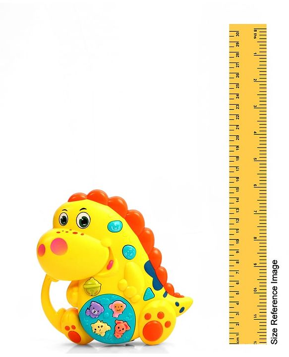 Babyhug Dino Musical Piano with Lights and Animal Sounds- Yellow| Volume Control| Early Learning Toy| Musical Toy with Flashing Lights| Drum & Piano| Gift for Boys & Girls| BIS Certified