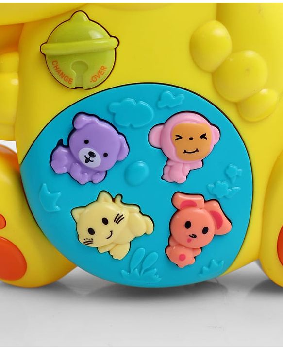 Babyhug Dino Musical Piano with Lights and Animal Sounds- Yellow| Volume Control| Early Learning Toy| Musical Toy with Flashing Lights| Drum & Piano| Gift for Boys & Girls| BIS Certified