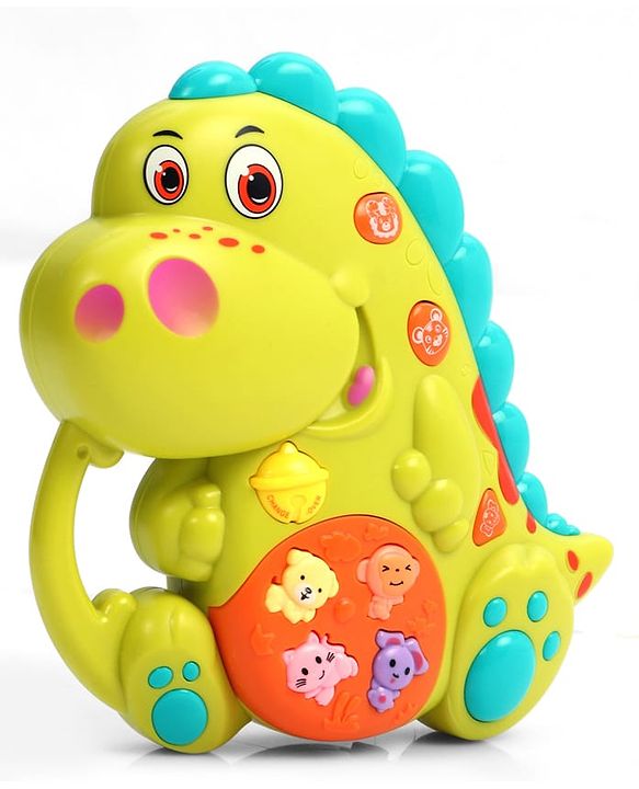 Babyhug Dino Musical Piano with Lights and Animal Sounds- Yellow| Volume Control| Early Learning Toy| Musical Toy with Flashing Lights| Drum & Piano| Gift for Boys & Girls| BIS Certified
