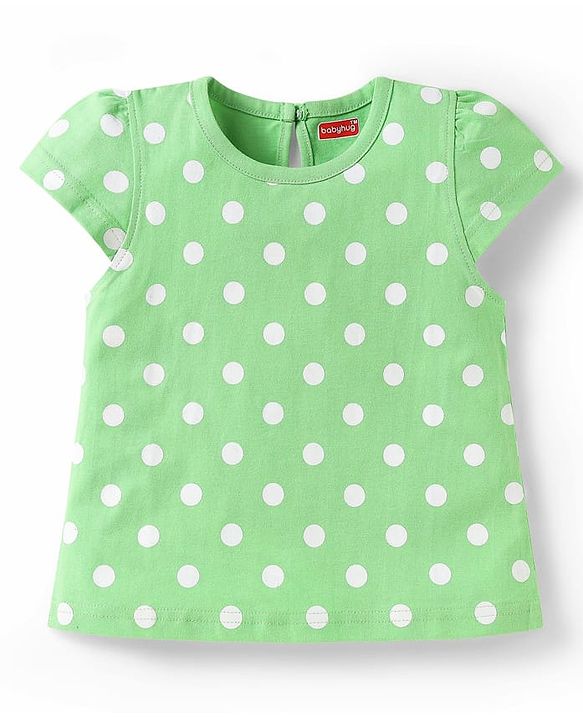 Babyhug Cotton Knit Half Sleeves T-Shirts With Polka Dot & Floral Print Pack Of 3 - Pink & Light Green