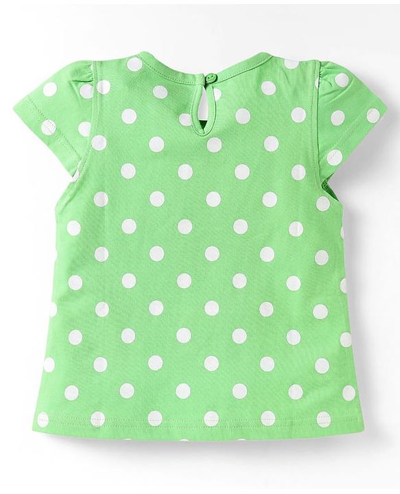 Babyhug Cotton Knit Half Sleeves T-Shirts With Polka Dot & Floral Print Pack Of 3 - Pink & Light Green