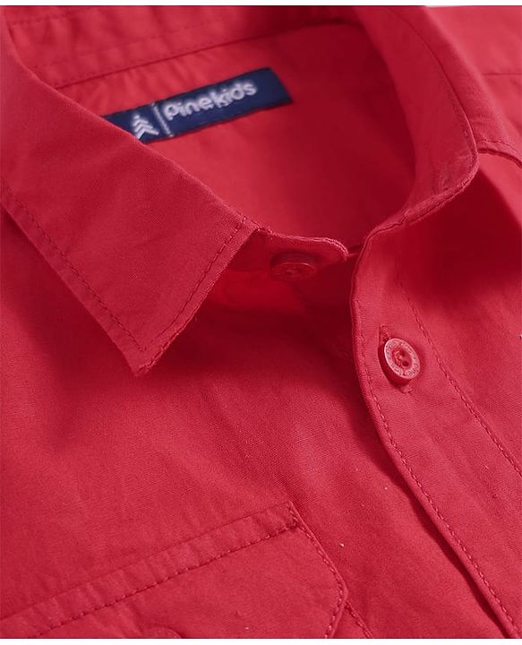 Pine Kids Cotton Woven Half Sleeves  Shirt With Game On Print - Red
