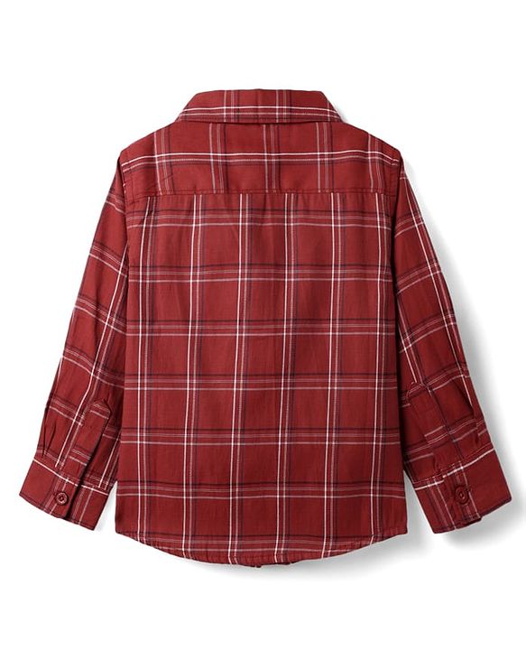 Babyhug Cotton Woven  Full Sleeves Shirt & Trouser Set with Checks - Red & Blue