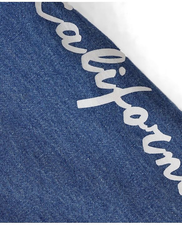 Babyhug Cotton Woven Washed Half Sleeves Shirt with California Print -Blue