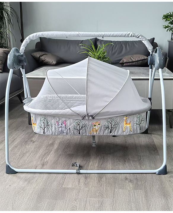 Babyhug Automatic Baby Swing Cradle With Remote Controller - Dark Grey