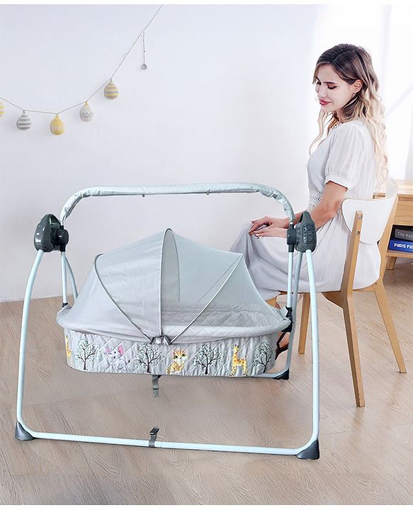 Babyhug Automatic Baby Swing Cradle With Remote Controller - Dark Grey