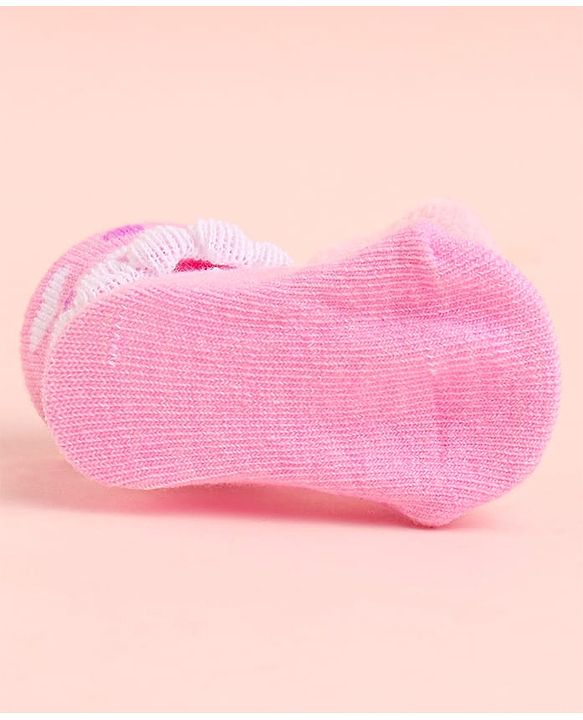 Cute Walk by Babyhug Socks With Bunny Face Applique - Pink