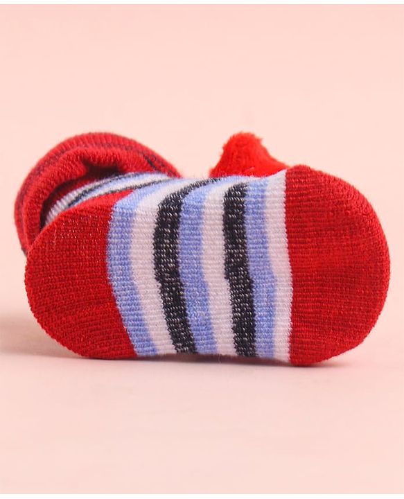 Cute Walk by Babyhug Socks With Striped & Cartoon Applique - White