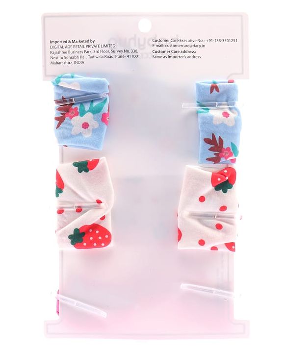 Babyhug Bonfino Printed Headbands with Bow Applique Pack of 3 - Pink & Blue
