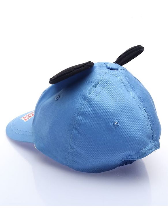 Babyhug Disney Cotton Woven Summer Cap with Mickey Mouse Family Graphics & 3D Ear Blue - Diameter 17 cm