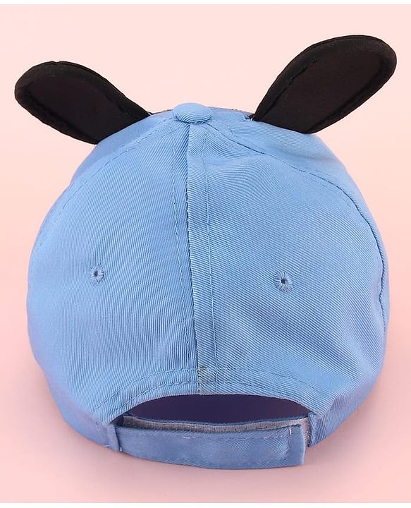 Babyhug Disney Cotton Woven Summer Cap with Mickey Mouse Family Graphics & 3D Ear Blue - Diameter 17 cm