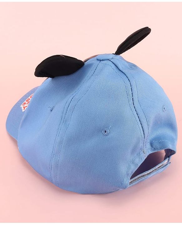 Babyhug Disney Cotton Woven Summer Cap with Mickey Mouse Family Graphics & 3D Ear Blue - Diameter 17 cm