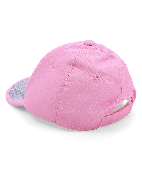 Babyhug Disney Cotton Woven Summer Cap With Minnie Mouse Family Graphics & Sequin Detailing Pink - Diameter 13 cm