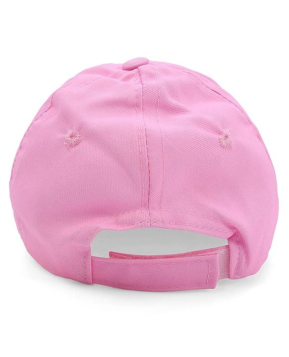 Babyhug Disney Cotton Woven Summer Cap With Minnie Mouse Family Graphics & Sequin Detailing Pink - Diameter 13 cm