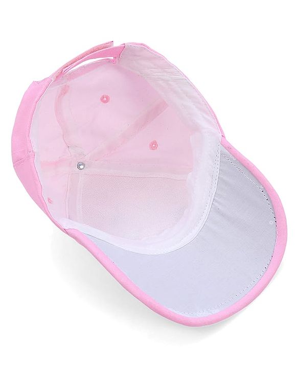 Babyhug Disney Cotton Woven Summer Cap With Minnie Mouse Family Graphics & Sequin Detailing Pink - Diameter 13 cm