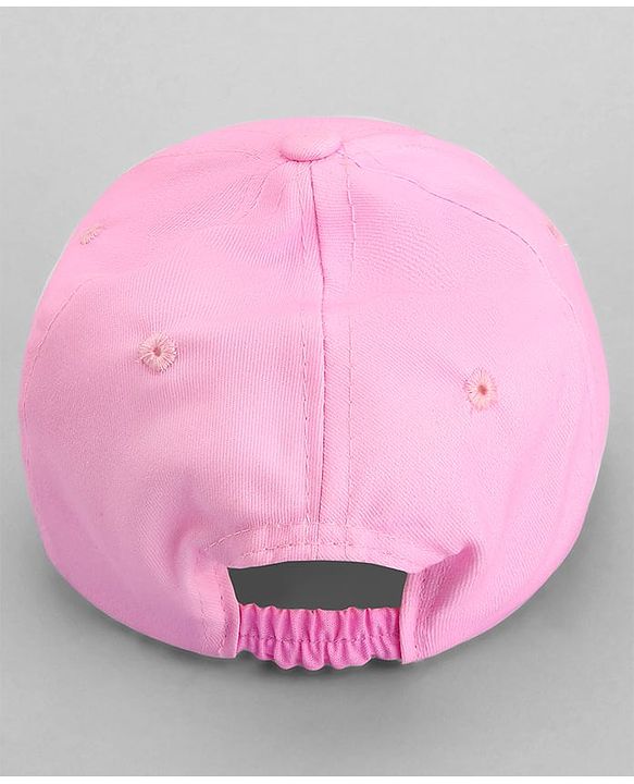 Babyhug Disney Cotton Woven Summer Cap With Minnie Mouse Family Graphics & Sequin Detailing Pink - Diameter 14 cm