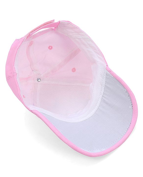Babyhug Disney Cotton Woven Summer Cap With Minnie Mouse Family Graphics & Sequin Detailing Pink - Diameter 14 cm