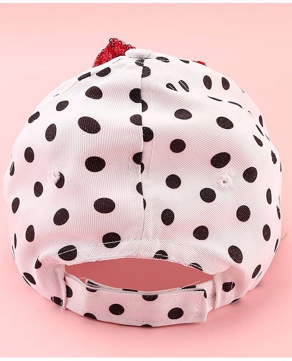 Babyhug Disney Cotton Woven Summer Cap with Minnie Mouse Family Graphics & Bow Detailing Black & White - Diameter 15.5 cm