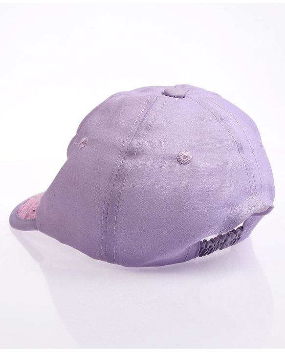 Babyhug Disney Cotton Woven Summer Cap with Minnie Mouse and Daisy Graphics Lilac - Diameter 14 cm