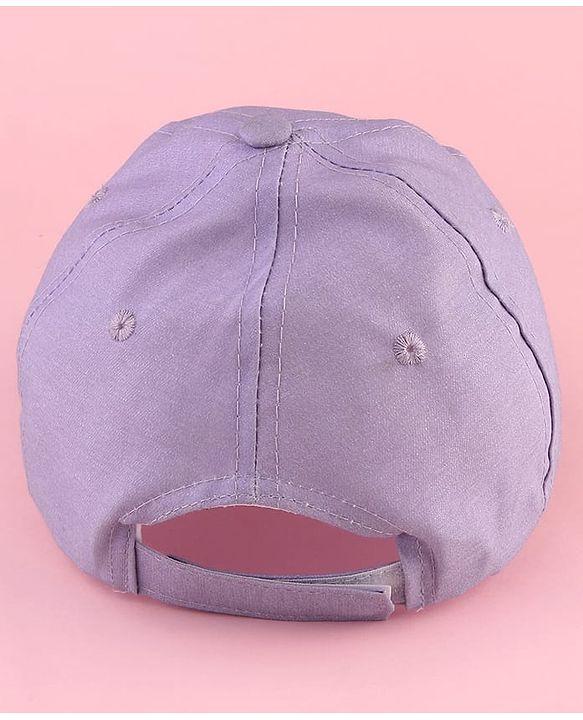 Babyhug Disney Cotton Woven Summer Cap with Minnie Mouse and Daisy Graphics Lilac - Diameter 14 cm