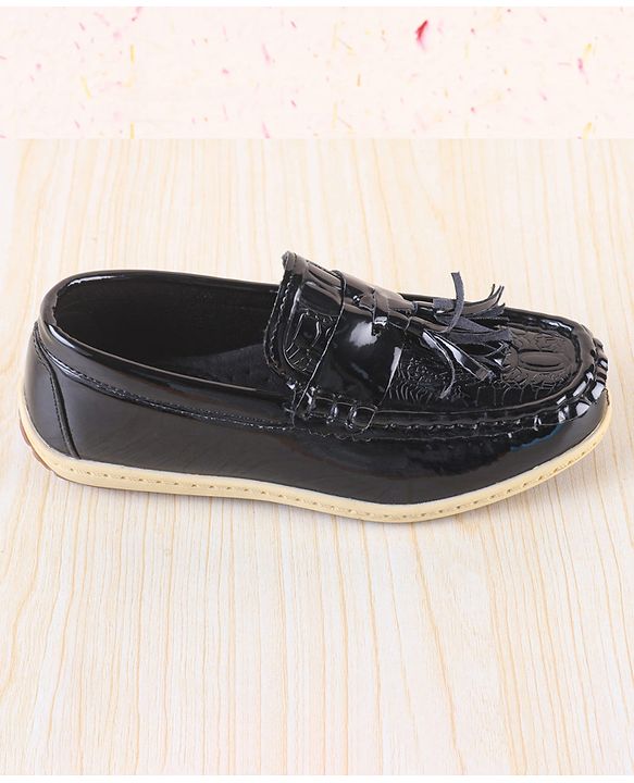 Pine Kids Textured Slip On Loafers - Black