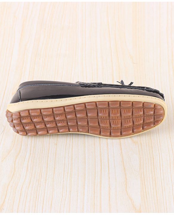 Pine Kids Textured Slip On Loafers - Black