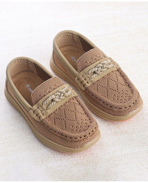 Cute Walk by Babyhug Solid Party Wear Slip On Shoes - Beige