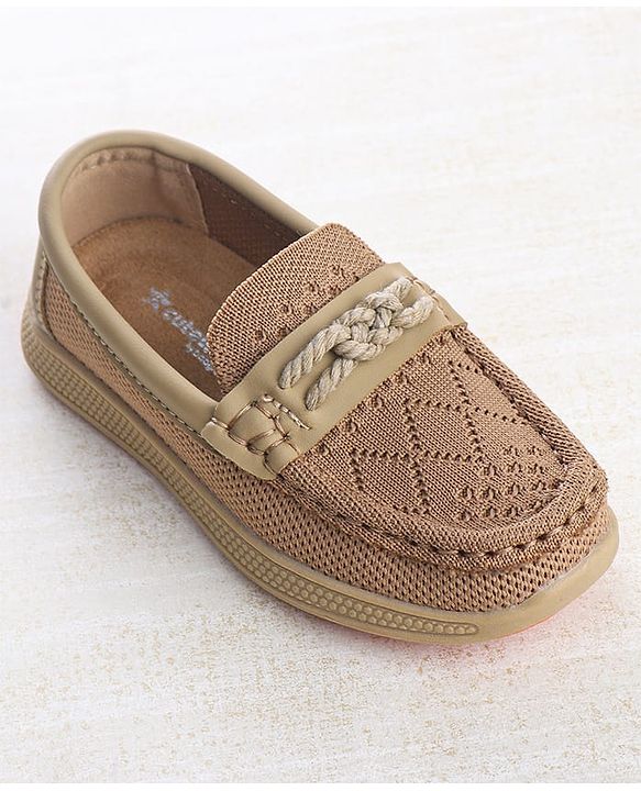 Cute Walk by Babyhug Solid Party Wear Slip On Shoes - Beige