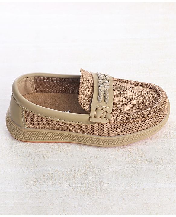 Cute Walk by Babyhug Solid Party Wear Slip On Shoes - Beige