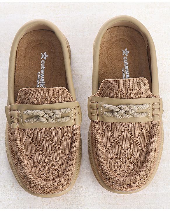 Cute Walk by Babyhug Solid Party Wear Slip On Shoes - Beige