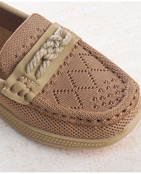 Cute Walk by Babyhug Solid Party Wear Slip On Shoes - Beige