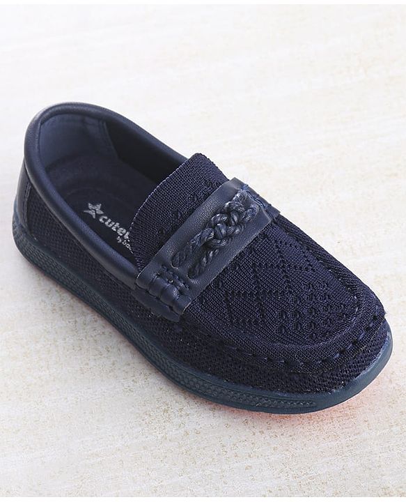 Cute Walk by Babyhug Solid Party Wear Slip On Shoes - Beige