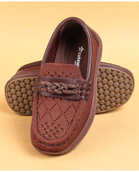 Cute Walk by Babyhug Solid Party Wear Slip On Shoes - Beige