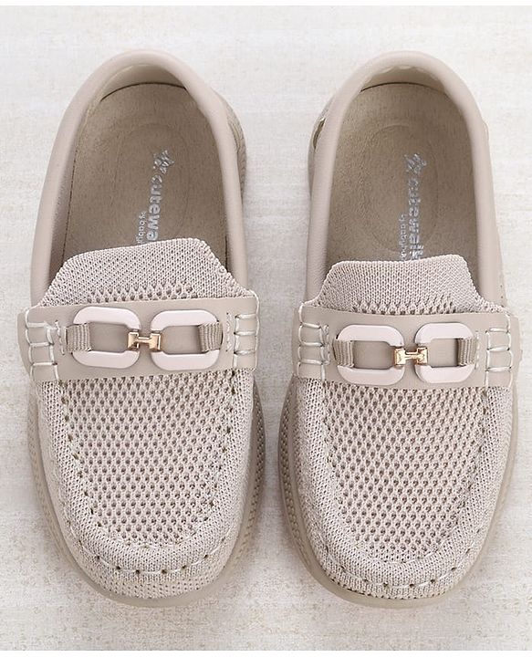 Cute Walk by Babyhug Slip On Loafers with 3D Apllique - Beige