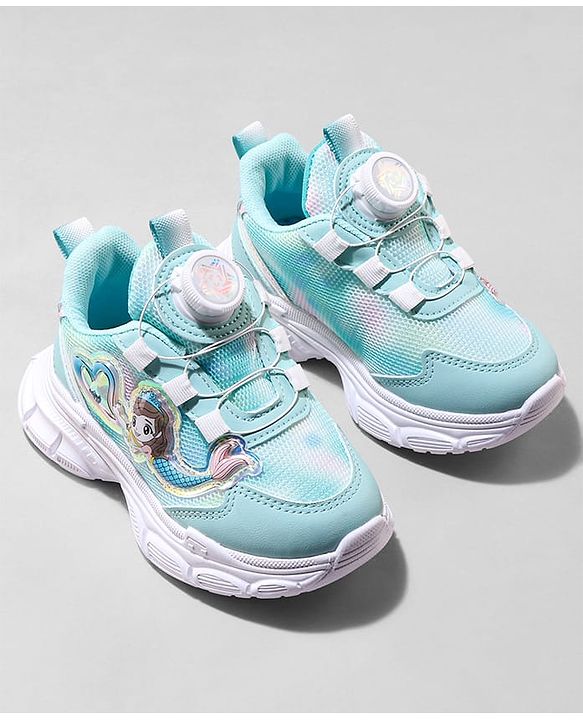 Cute Walk by Babyhug Slip On Sports Shoes with Mermaid Applique - Sea Green