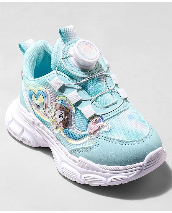 Cute Walk by Babyhug Slip On Sports Shoes with Mermaid Applique - Sea Green